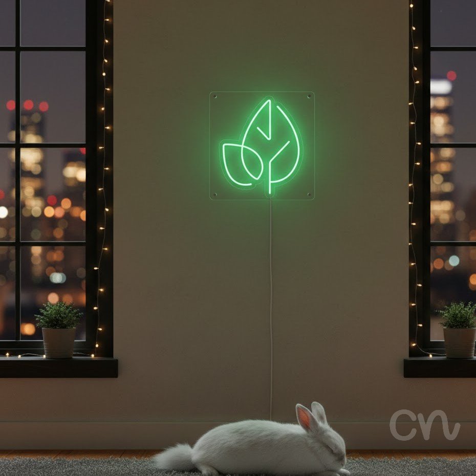 Custom Neon | Leaf Design Neon Sign | 24x20 Inches | Green Neon Sign for Home Decor 2