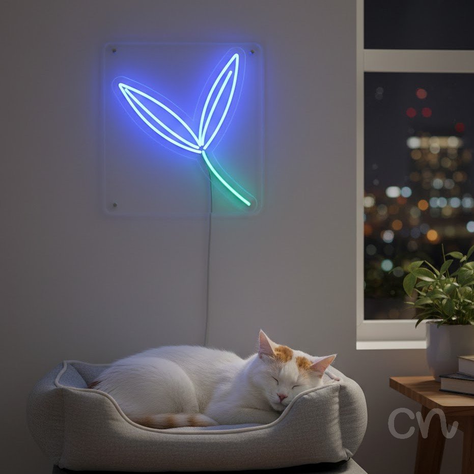 Custom Neon | Leaf Design Neon Sign | 24x21 Inches | Green and Purple Neon Sign 2