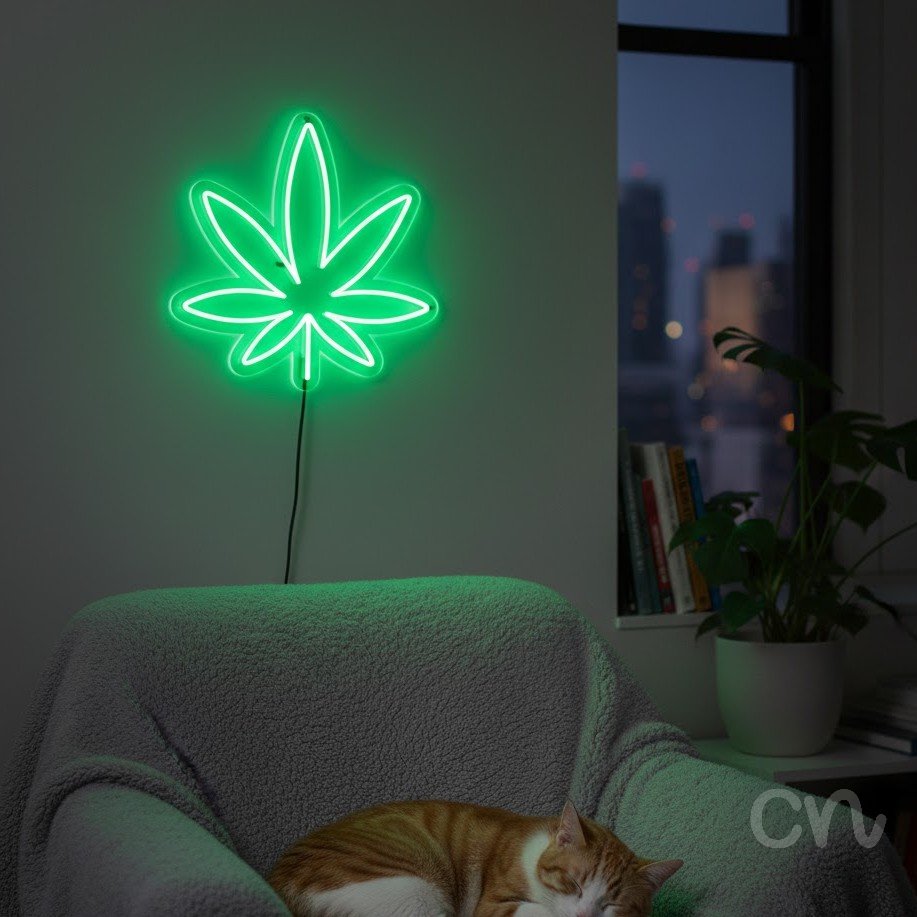 Custom Neon | Leaf Design Neon Sign | 24x24 | Green Neon Sign for Home Decor 2