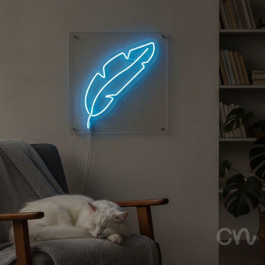 Custom Neon | Feather Neon Sign | 24x20 | Warm White | Perfect for Home Decor 2