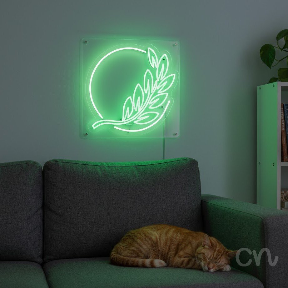 Custom Neon | Leaf Design Neon Sign | 24x25 | Green Perfect for Home Decor and Gift 2