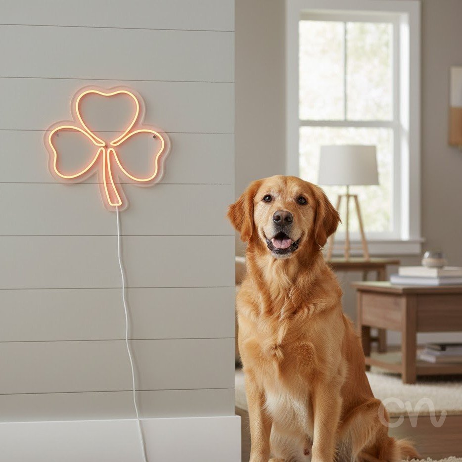 Custom Neon | Clover Shape Neon Sign | 24x24 | Orange | Perfect for Home Decor 2