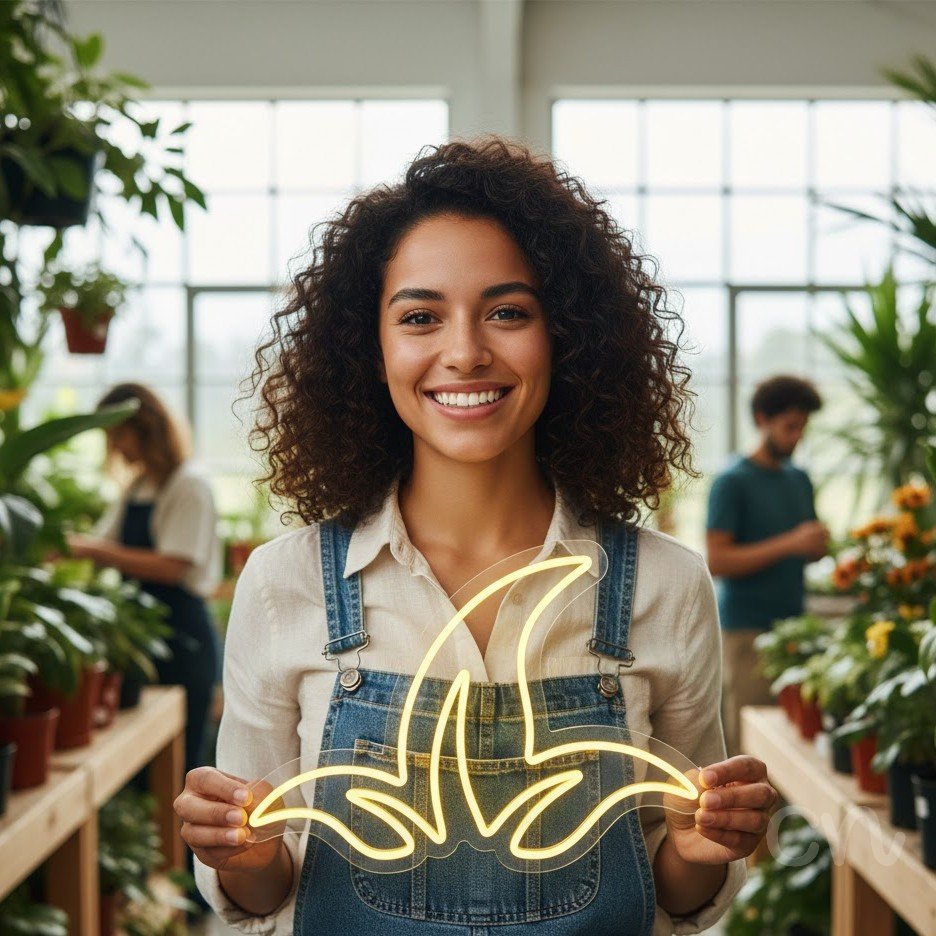 Custom Neon | Banana Peel Neon Sign | 17x24 | Yellow Bright Neon Sign for Decor