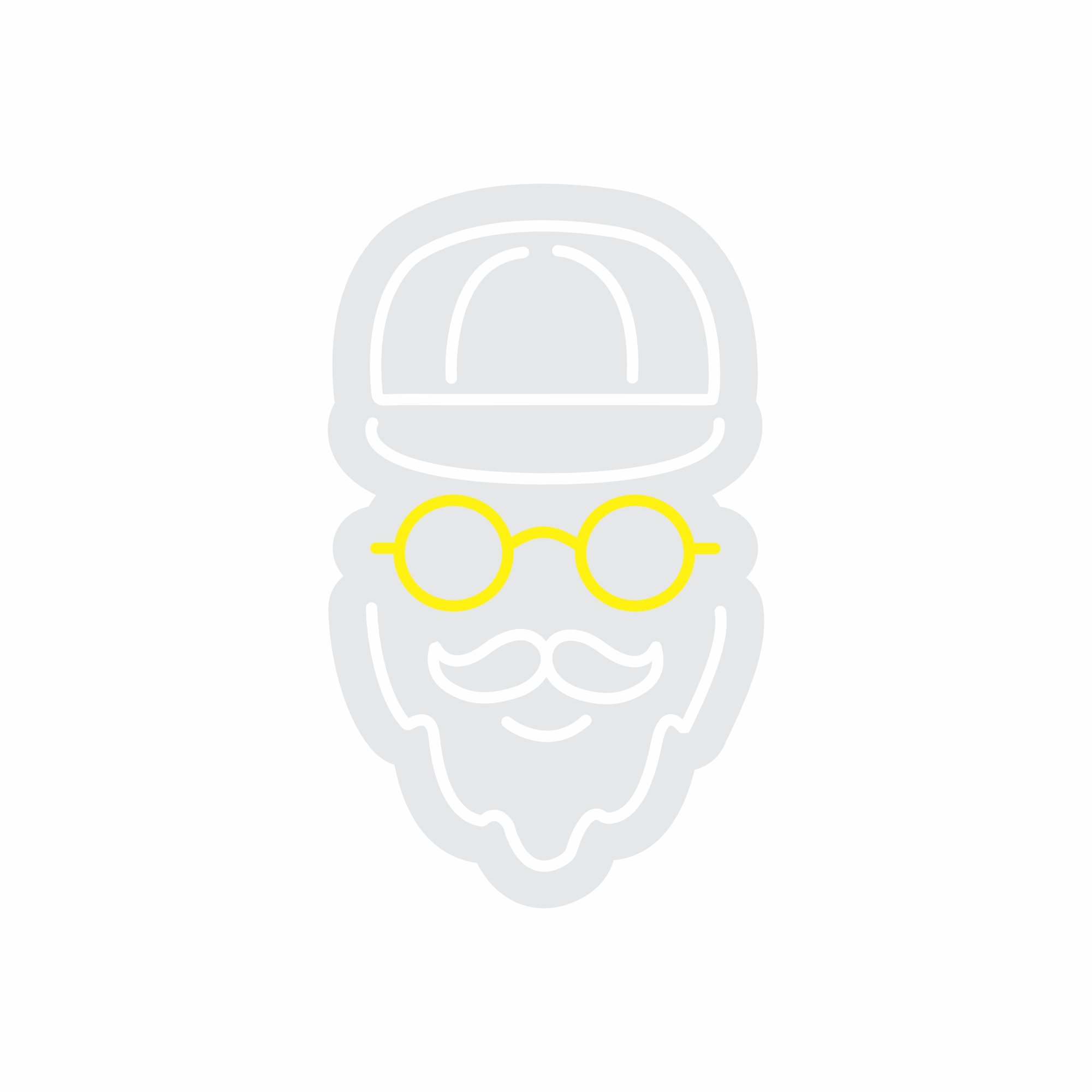 Custom Neon | Bearded Man with Glasses Neon Sign | 20x12 | White, Yellow 3