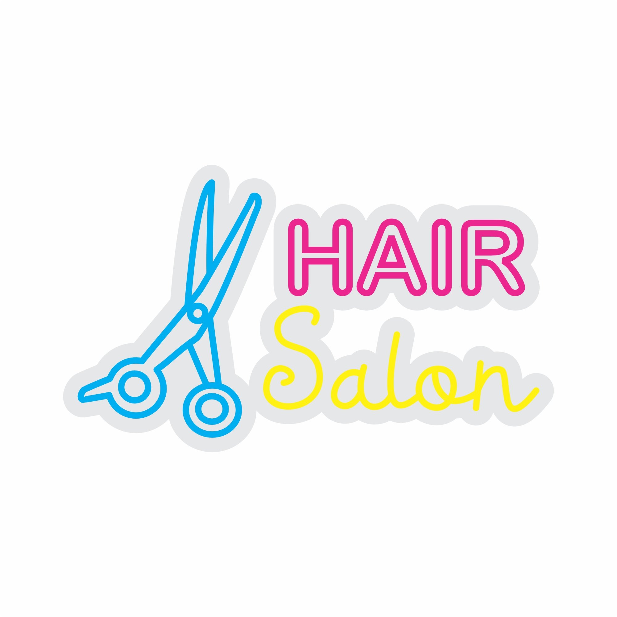 Custom Neon | Hair Salon Neon Sign | 14x24 | Blue Hot Pink Yellow 3