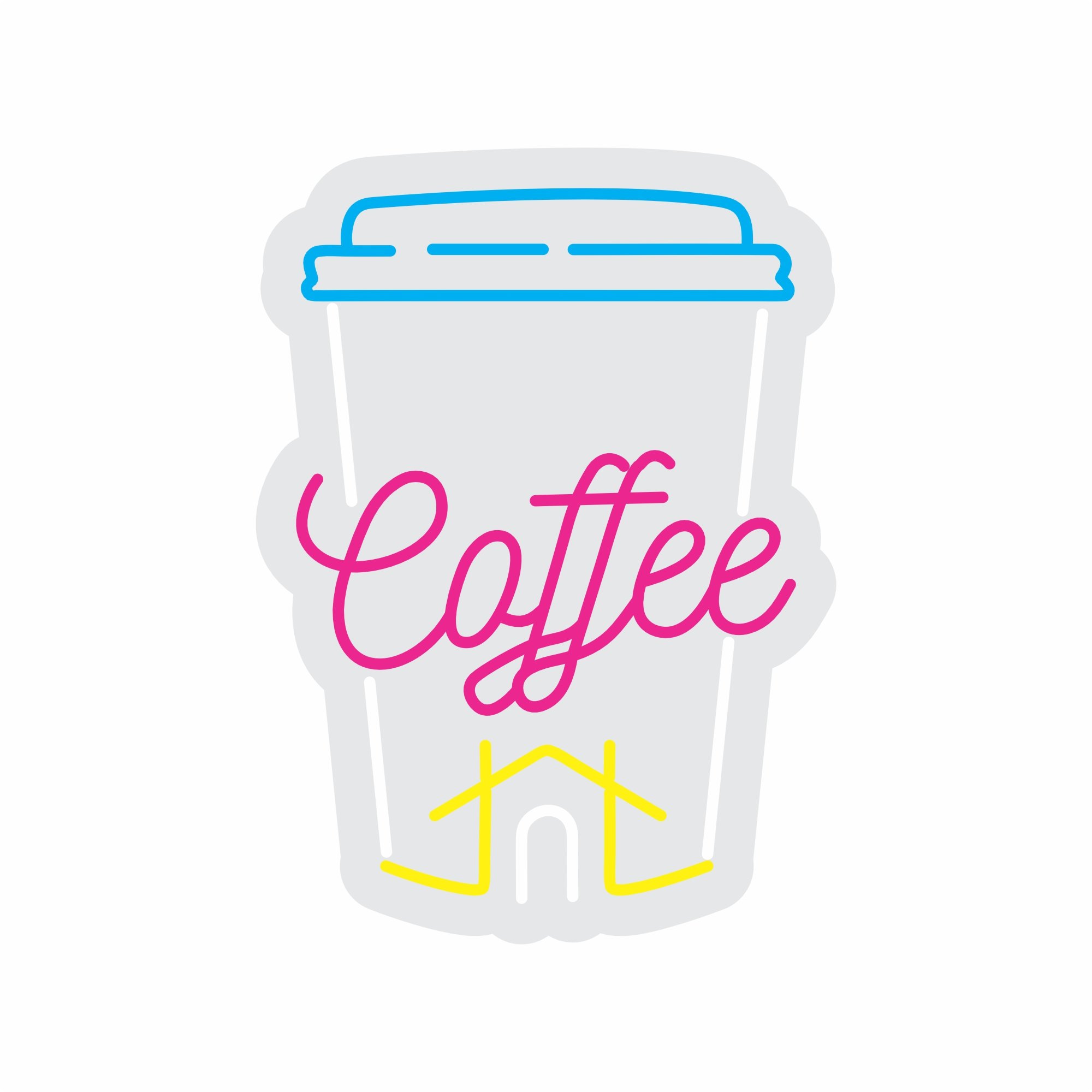 Custom Neon | Coffee Neon Sign | 22x16 | Hot Pink, Ice Blue, Bright Yellow 3