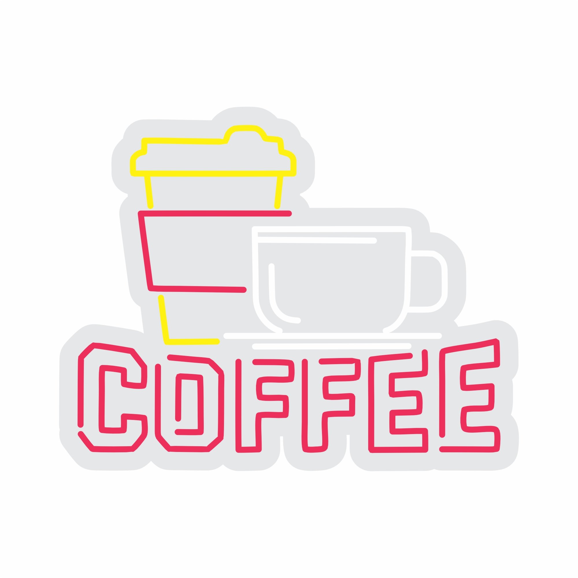 Custom Neon | Coffee Neon Sign | 24x19 | Hot Pink Ice Blue Yellow Bright Decor 3