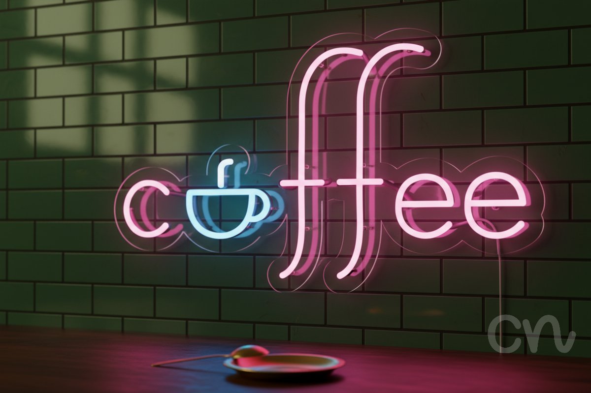 Custom Neon | Coffee Neon Sign | 14x24 | Hot Pink and Ice Blue