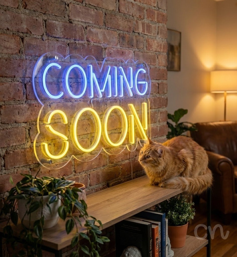 Custom Neon | Coming Soon Neon Sign | 13x22 Inches | Blue and Yellow Neon Sign 2