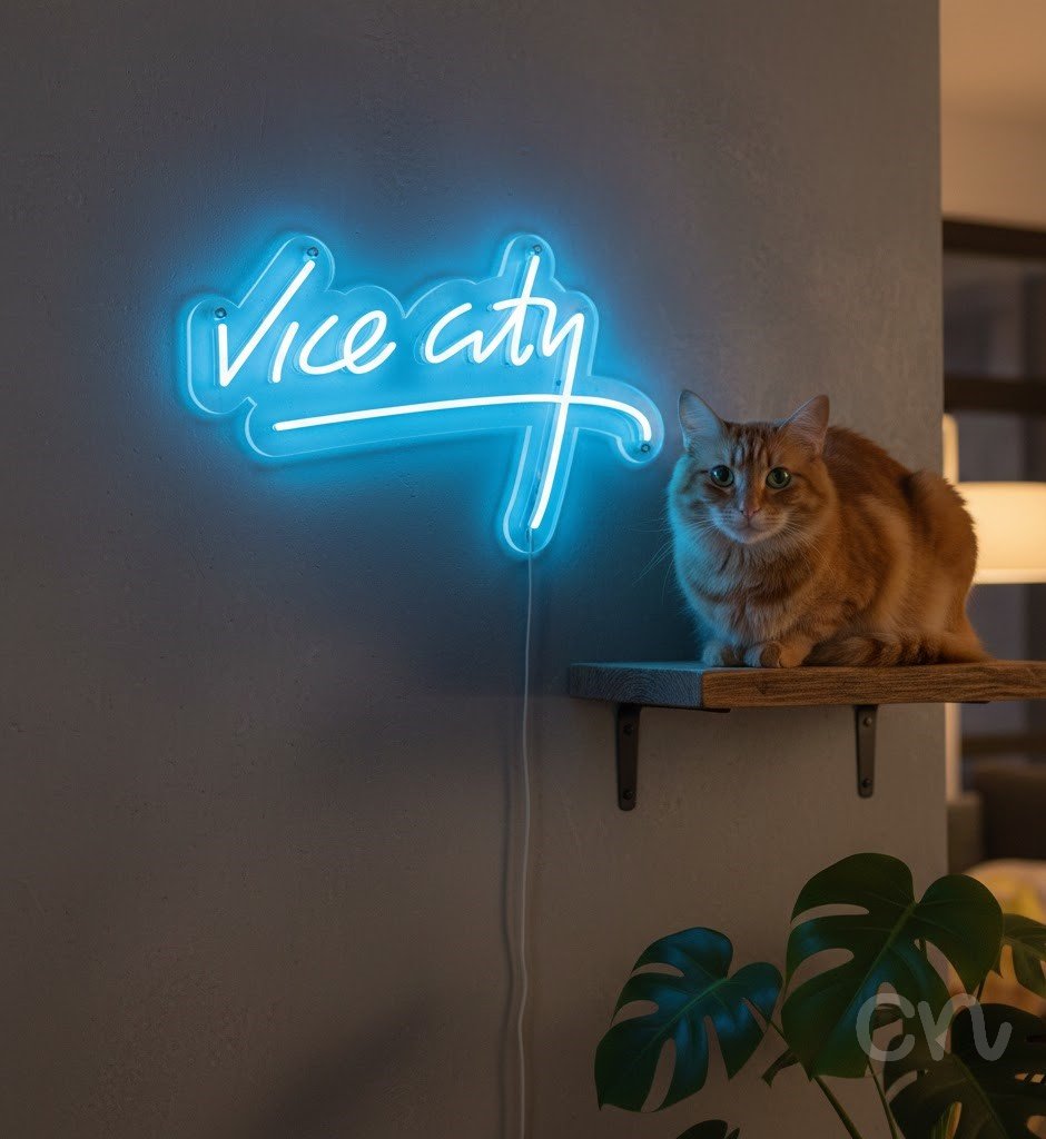 Custom Neon | Vice City Neon Sign | 15x24 | Blue Neon Sign for Bedroom Bar Game Room 2