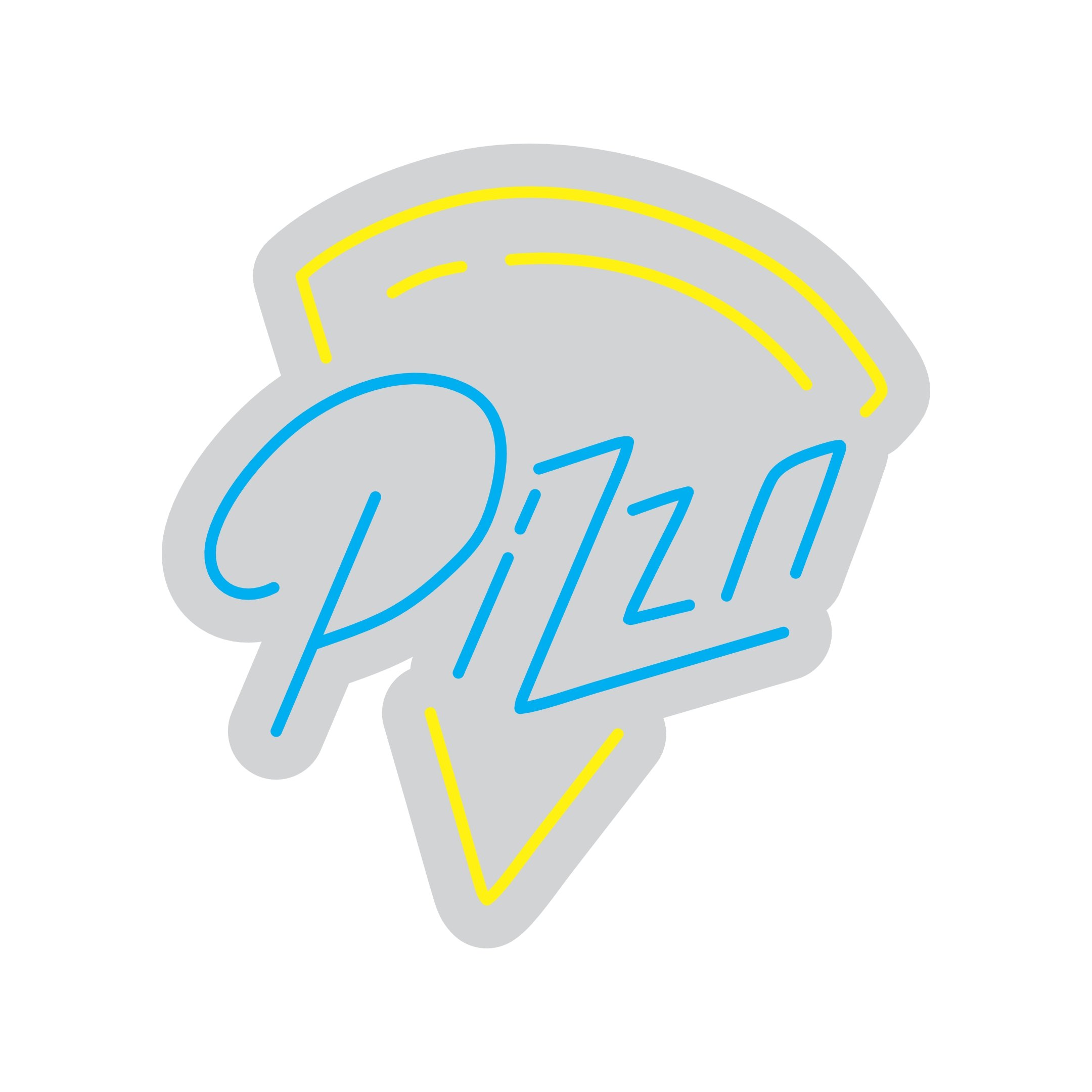 Custom Neon | Pizza Neon Sign | 22x21 Inches | Blue and Yellow Neon Sign Design 3