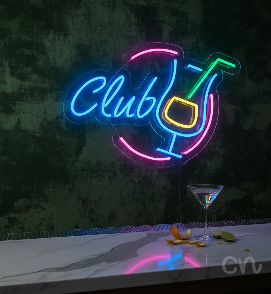 Custom Neon | Club Neon Sign | 17x24 Inches | Ice Blue Hot Pink Yellow Green 2
