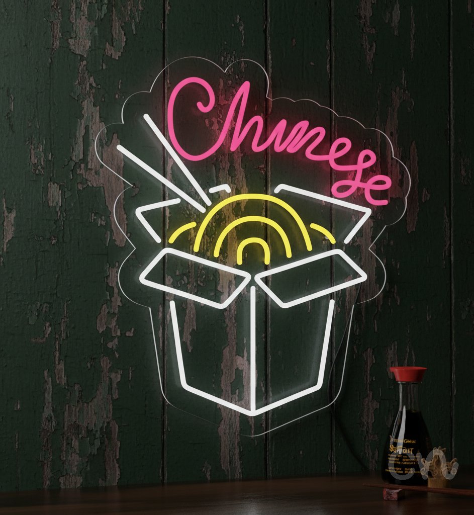 Custom Neon | Chinese Neon Sign | 24x20 | Hot Pink, Yellow, Warm White Colors