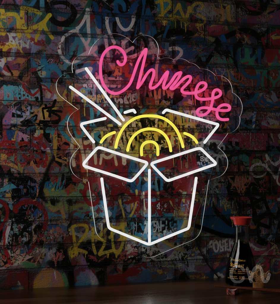 Custom Neon | Chinese Neon Sign | 24x20 | Hot Pink, Yellow, Warm White Colors 2