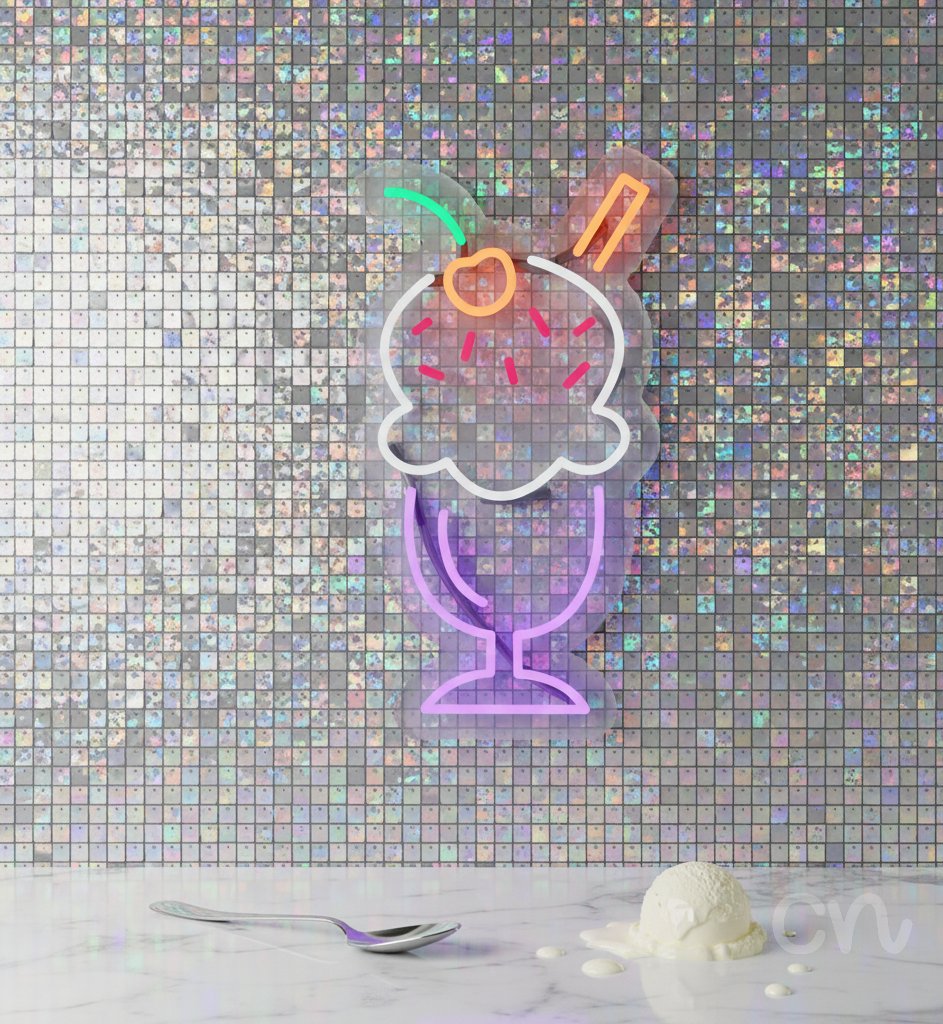 Custom Neon | Ice Cream Sundae Neon Sign | 20x11 | Purple Pink Orange Green