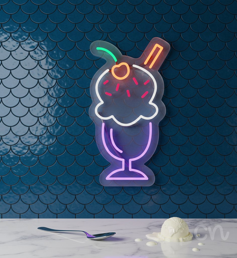 Custom Neon | Ice Cream Sundae Neon Sign | 20x11 | Purple Pink Orange Green 2