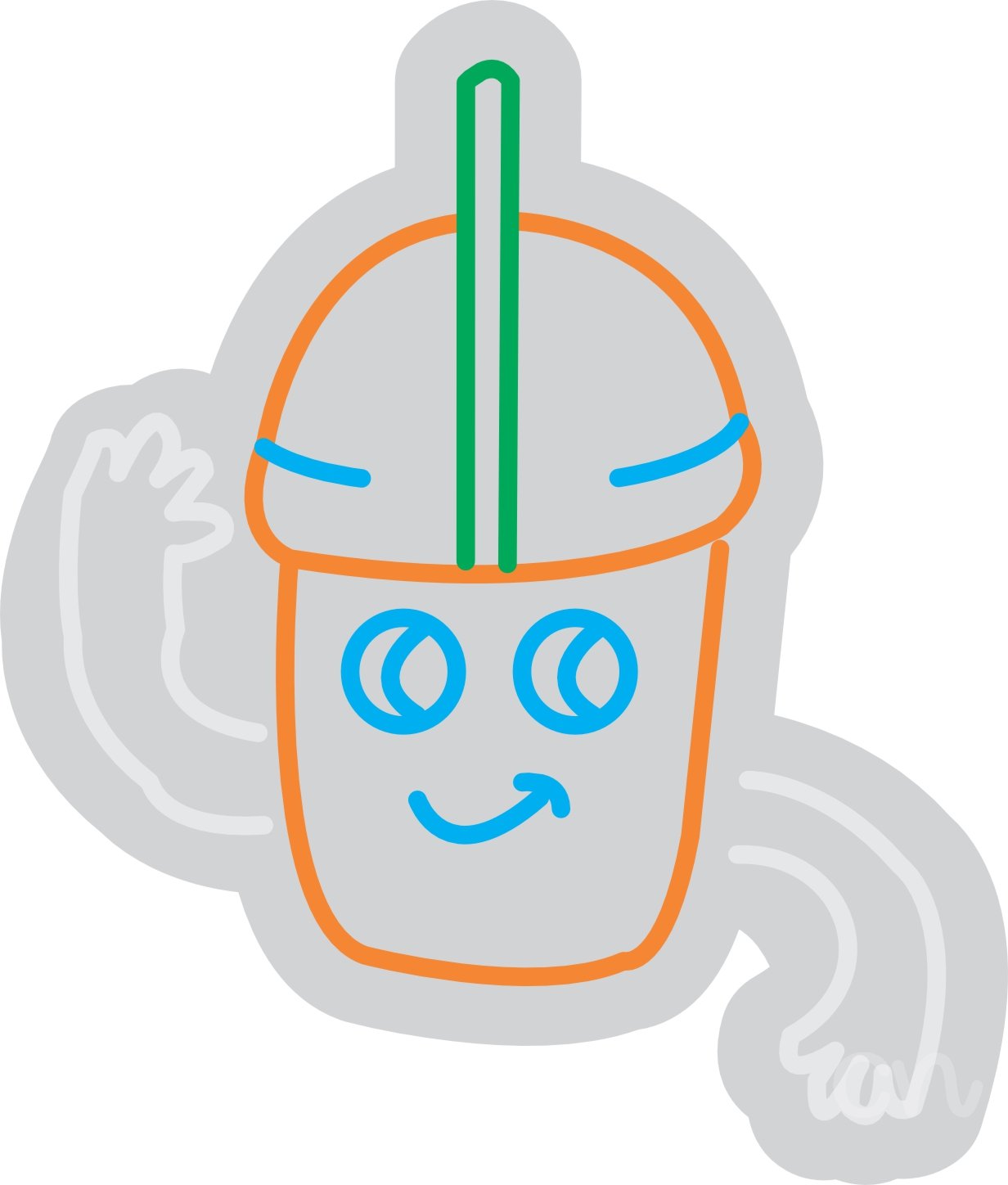 Custom Neon | Smiling Drink Cup Neon Sign | 20x17 | Orange, Blue, Green, White 3