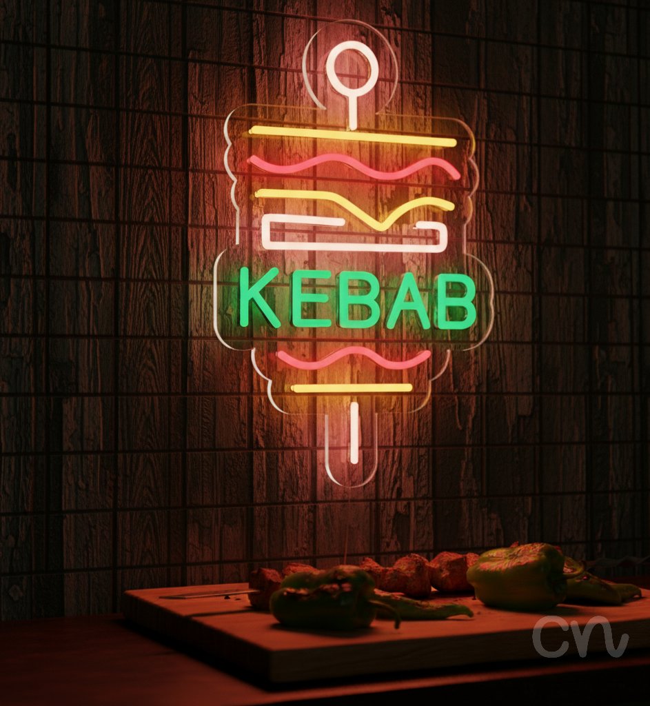 Custom Neon | Kebab Neon Sign | 20x13 | Green Yellow Red Light Display 2