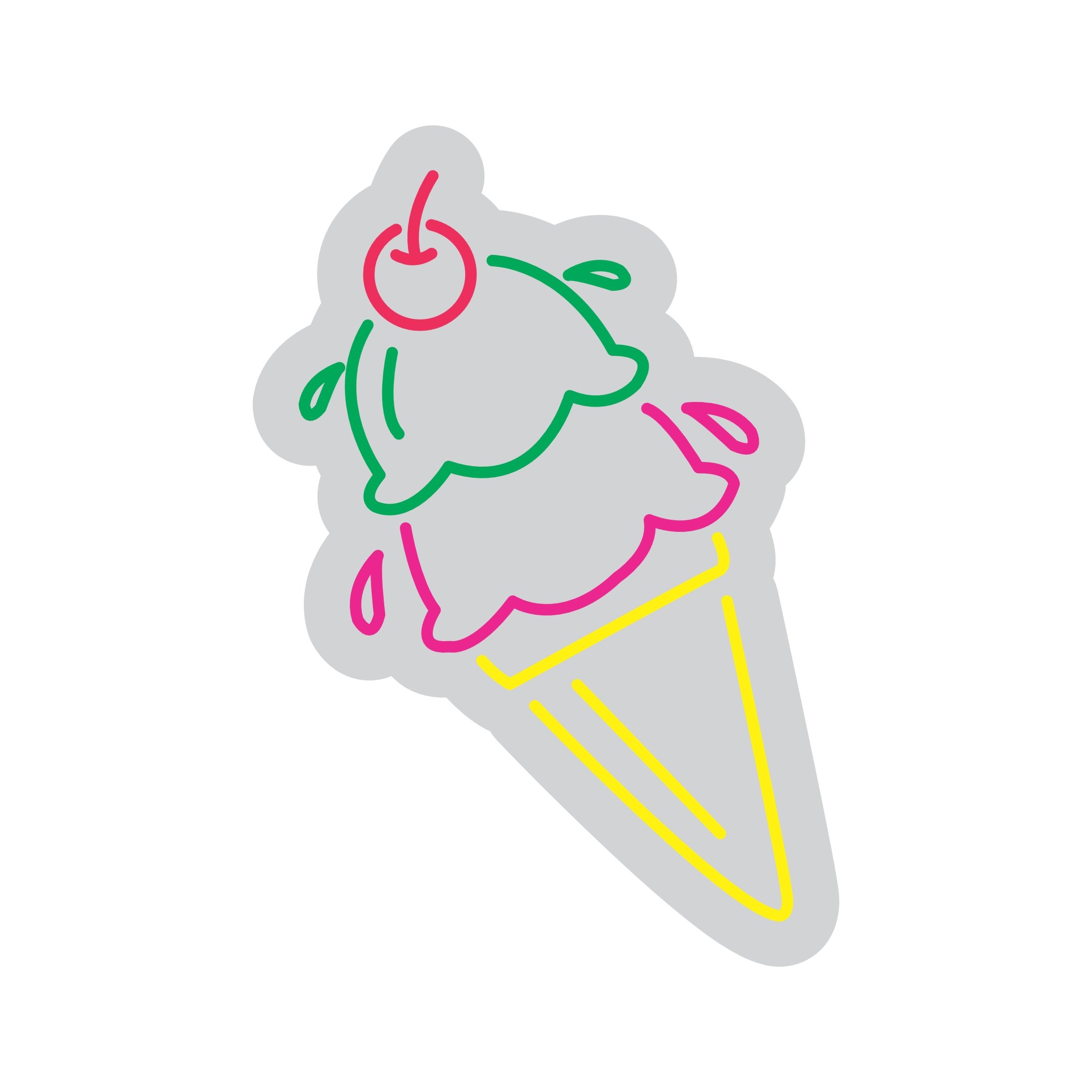 Custom Neon | Ice Cream Cone Neon Sign | 23x16 | Red Green Pink Yellow 3