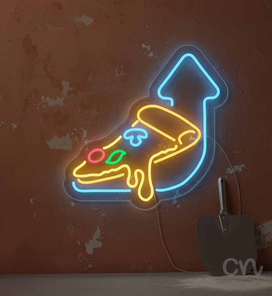 Custom Neon | Pizza Slice Neon Sign | 20x20 | Yellow Blue Red Green