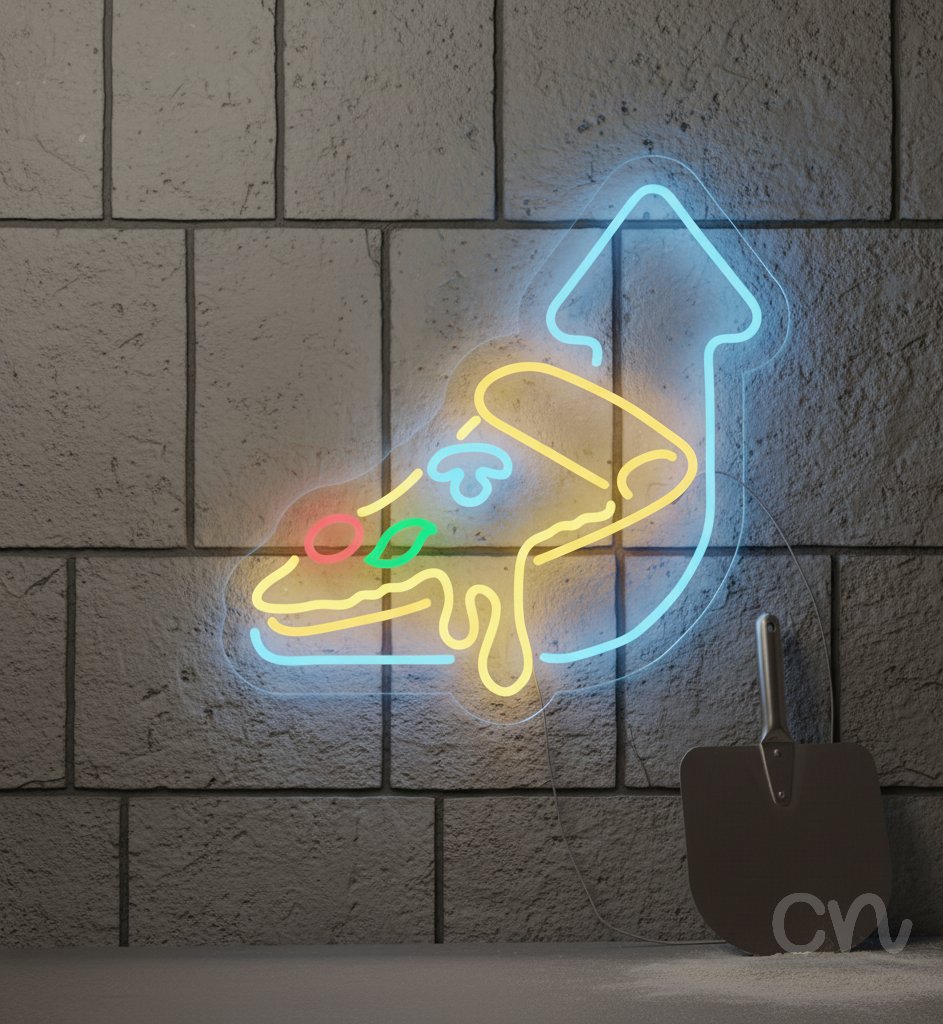 Custom Neon | Pizza Slice Neon Sign | 20x20 | Yellow Blue Red Green 2