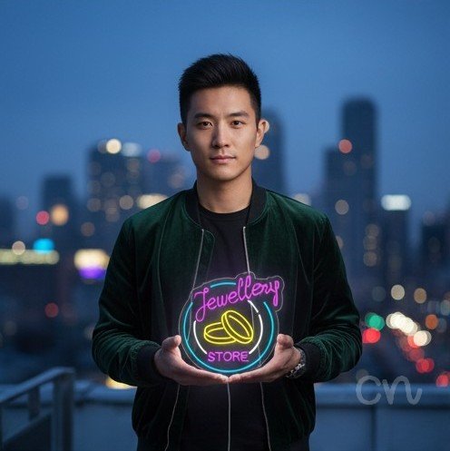 Custom Neon | Jewellery Store Neon Sign | 20x20 | Purple Yellow Blue Neon Sign