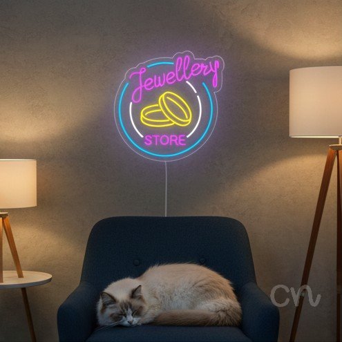 Custom Neon | Jewellery Store Neon Sign | 20x20 | Purple Yellow Blue Neon Sign 2