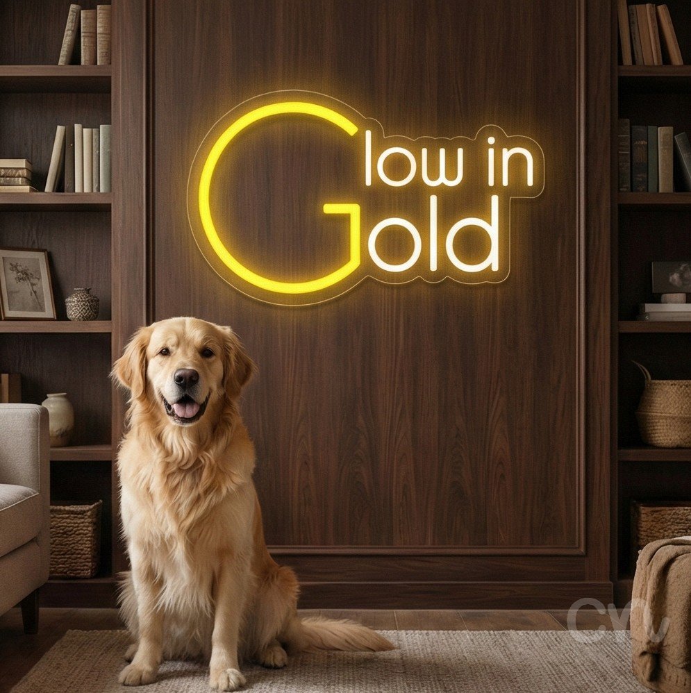 Custom Neon | C Glow in Gold Neon Sign | 15x24 | Yellow Bright Sign for Wall Decor 2