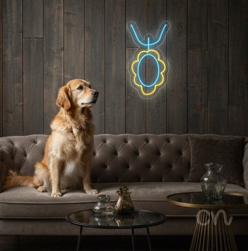 Custom Neon | Necklace Design Neon Sign | 24x13 | Blue and Yellow Lighting Display 2