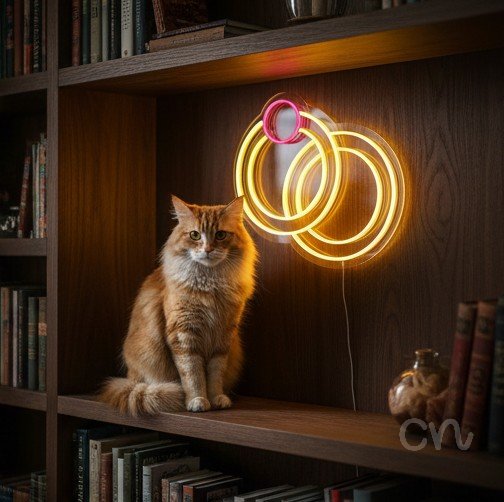 Custom Neon | Interlocking Rings Neon Sign | 20x22 Inches | Yellow and Hot Pink 2