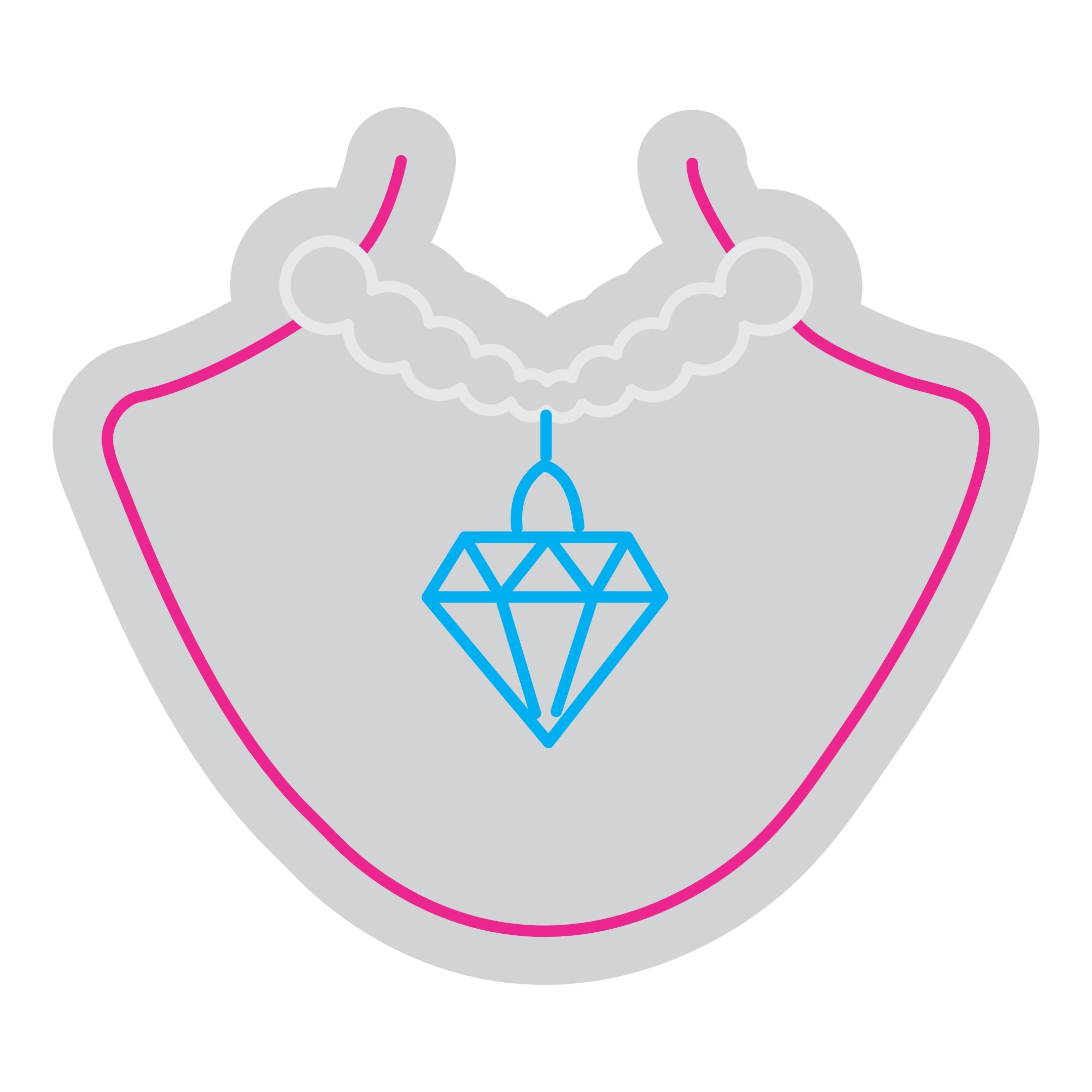 Custom Neon | Diamond Necklace Neon Sign | 25x27 | Hot Pink and Ice Blue 3