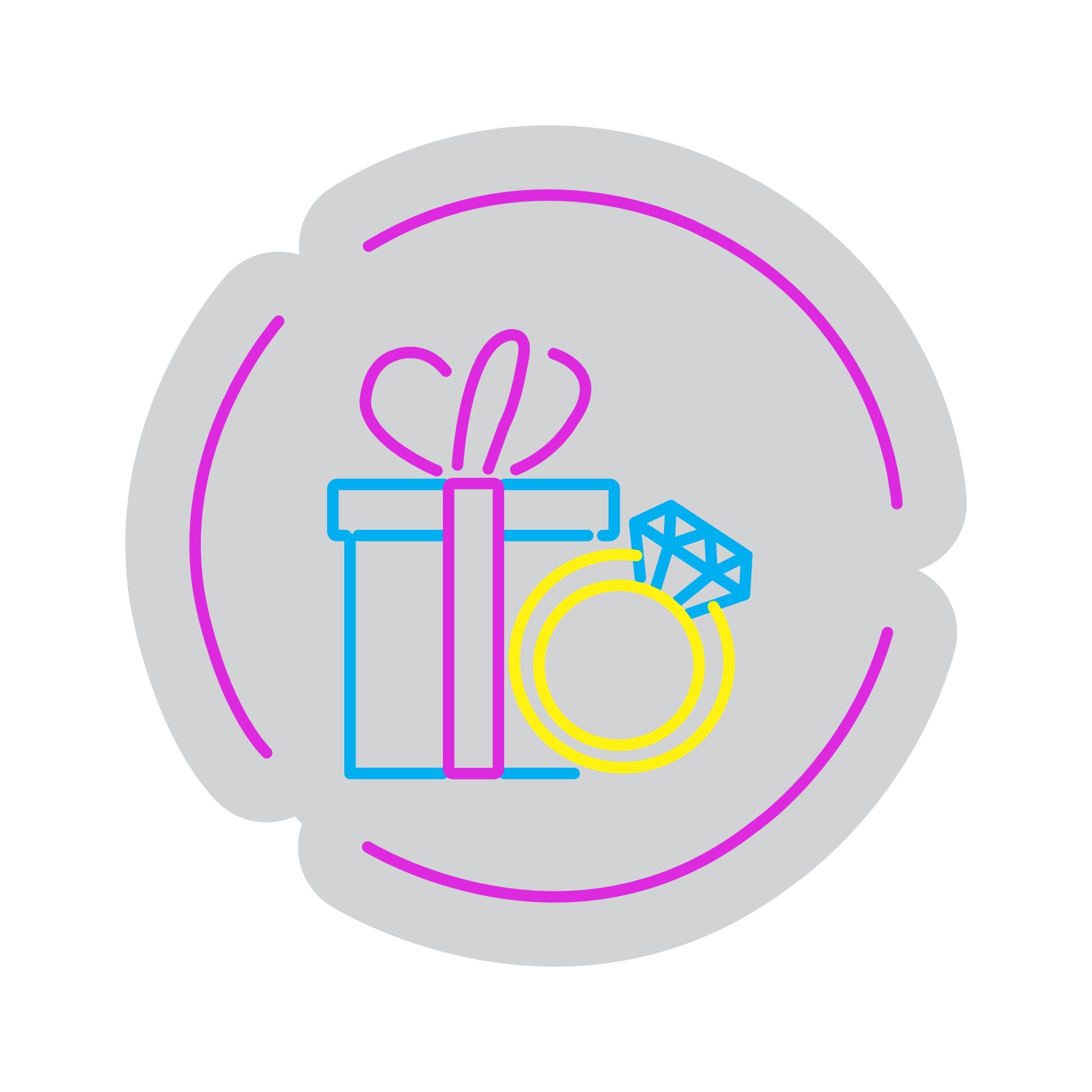 Custom Neon | Gift and Ring Neon Sign | 23x23 | Pink Blue Yellow Color Options 3