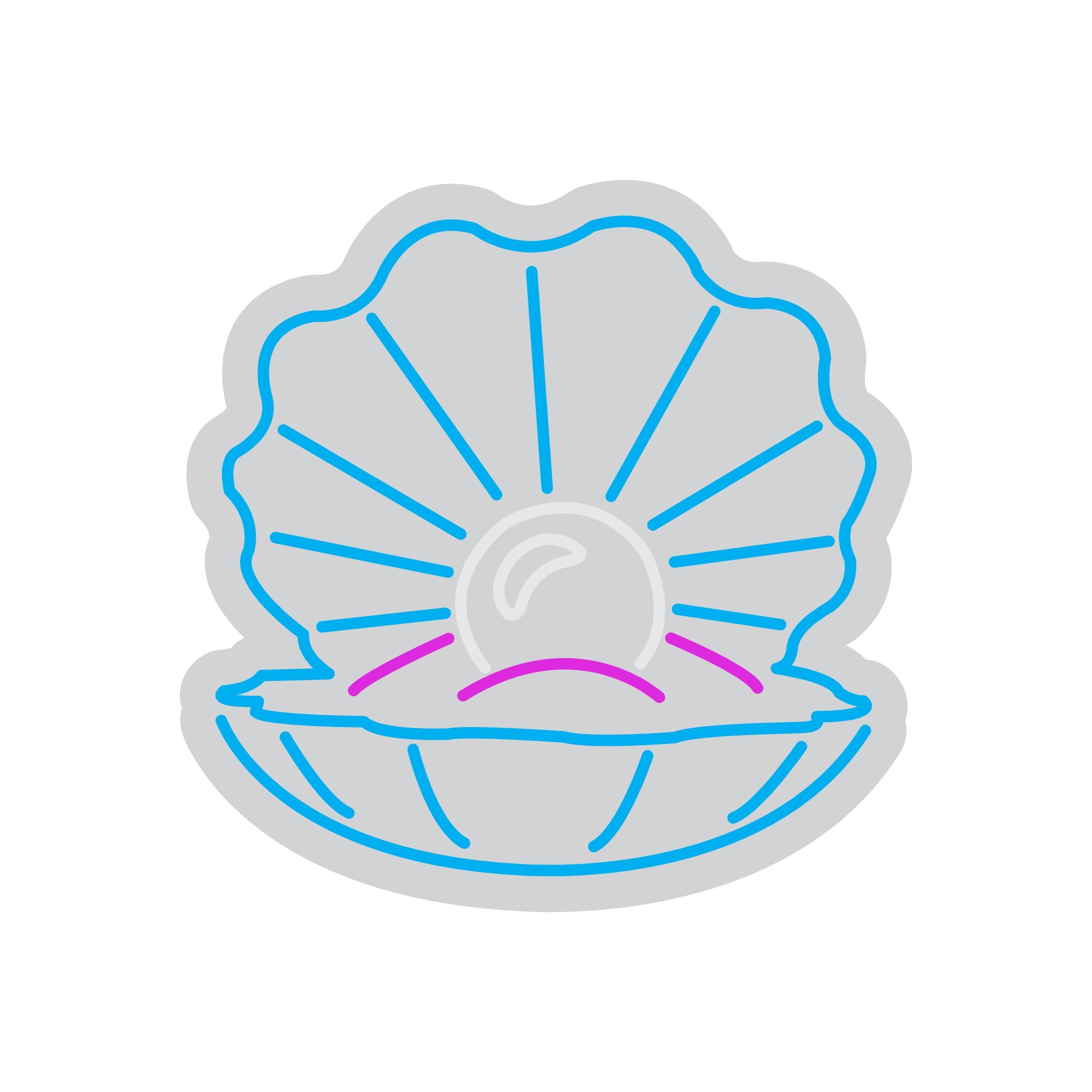 Custom Neon | Pearl in Shell Neon Sign | 20x20 | Light Blue Pink White 3