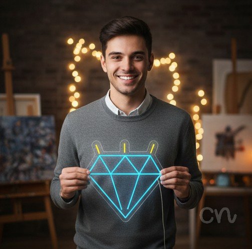 Custom Neon | Diamond Shape Neon Sign | 23x22 | Blue and Yellow