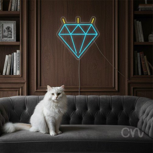 Custom Neon | Diamond Shape Neon Sign | 23x22 | Blue and Yellow 2