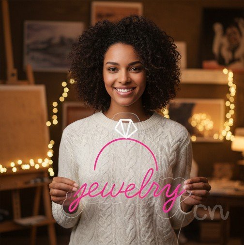 Custom Neon | Jewelry Neon Sign | 20x24 | Hot Pink Neon Sign for Unique Home Decor