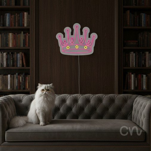 Custom Neon | Crown Design Neon Sign | 17x22 Inches | Pink and Yellow Neon Light 2