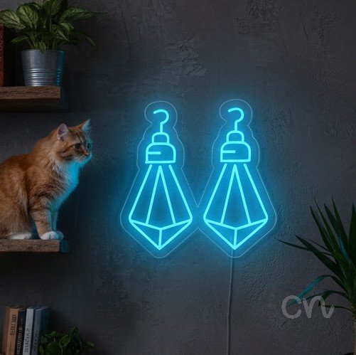 Custom Neon | Pair of Earrings Neon Sign | 20x20 | Ice Blue 2