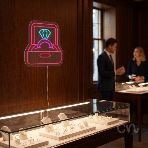 Custom Neon | Ring Box Neon Sign | 24x24 | Pink Blue Neon Sign for Romantic Decor 2