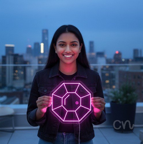 Custom Neon | Gem Shape Neon Sign | 22x22 | Hot Pink