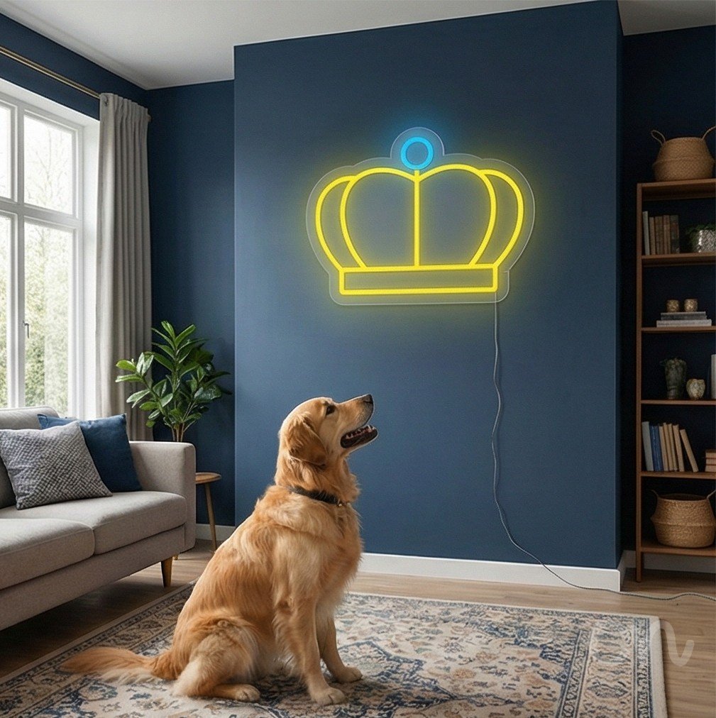 Custom Neon | Crown Neon Sign | 15x20 | Yellow and Blue Neon Sign for Home Bar Decor 2