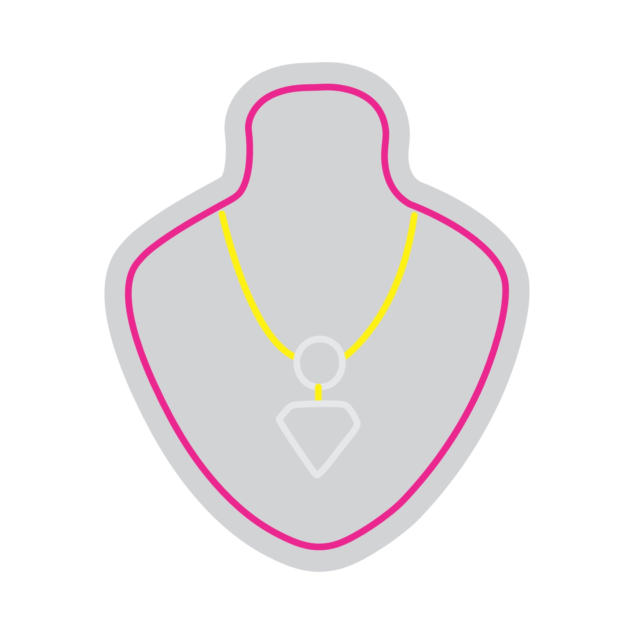 Custom Neon | Necklace Design on Mannequin Neon Sign | 24x20 | Hot Pink, Yellow, Warm White 3