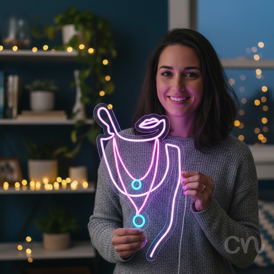 Custom Neon | Cocktail Glass Neon Sign | 24x14 | Gray Hot Pink Ice Blue