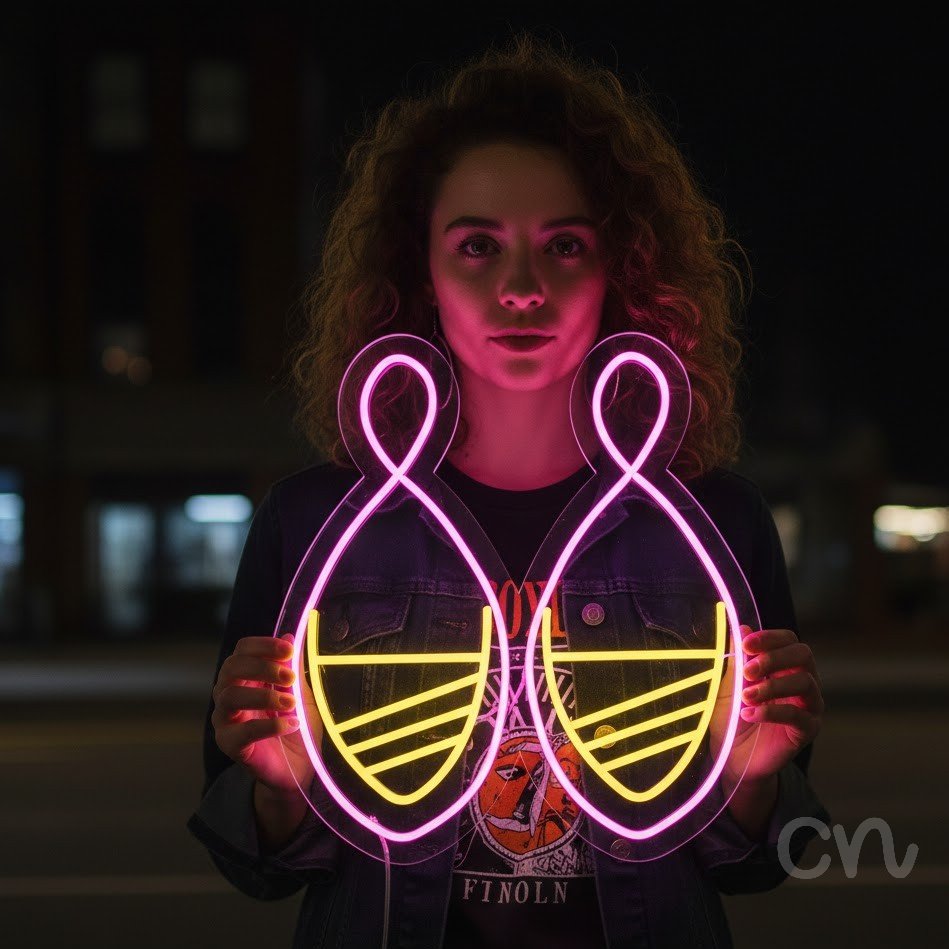 Custom Neon | Earrings Design Neon Sign | 22x20 | Hot Pink and Yellow