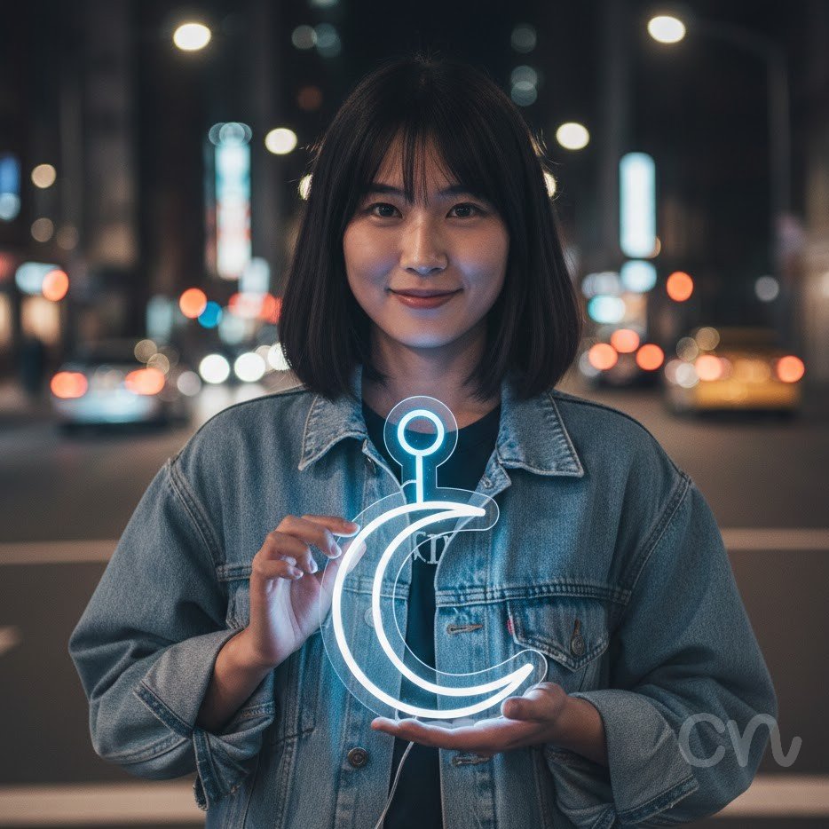 Custom Neon | Crescent Moon Neon Sign | 20x13 | Ice Blue | Modern Wall Decor