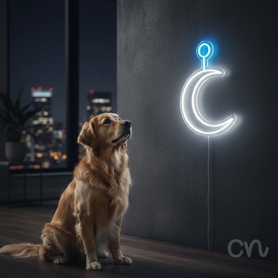 Custom Neon | Crescent Moon Neon Sign | 20x13 | Ice Blue | Modern Wall Decor 2