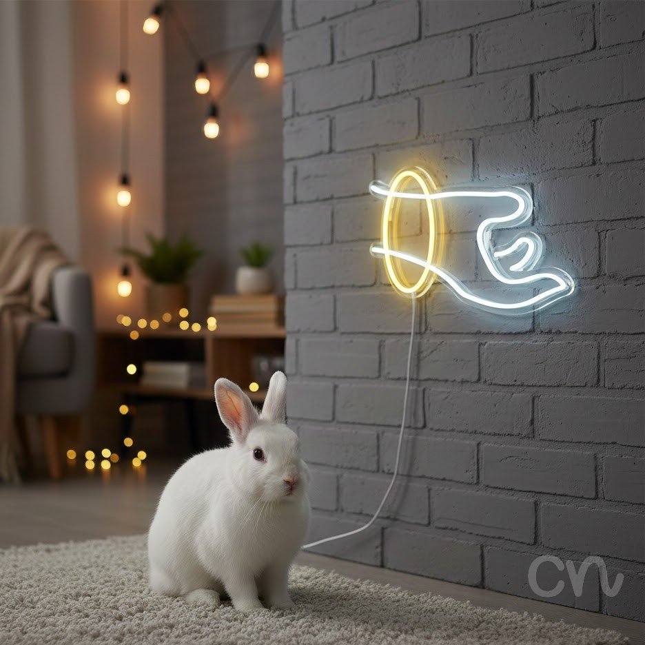 Custom Neon | Hand Holding Coin Neon Sign | 15x24 | Yellow White Color Display 2