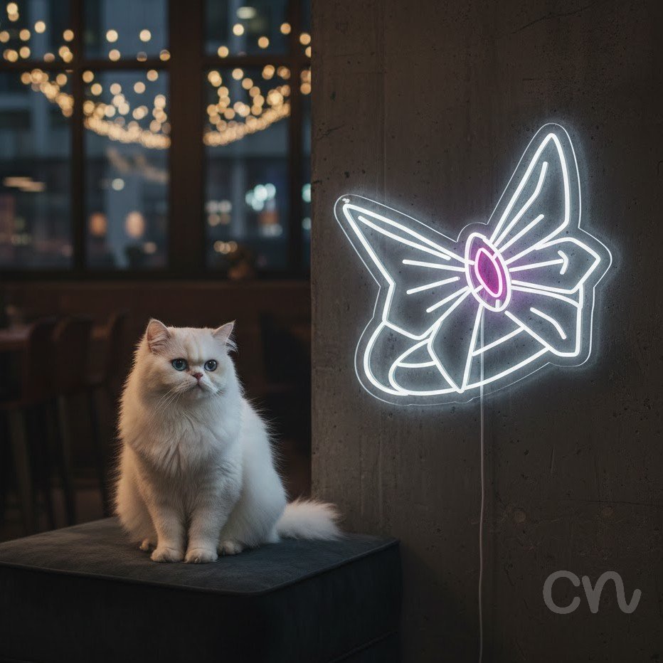 Custom Neon | Bow Design Neon Sign | 25x25 | Hot Pink Stylish Neon Sign for Home Decor 2