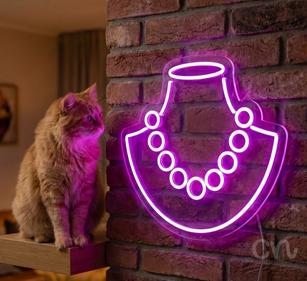 Custom Neon | Necklace Design Neon Sign | 19x20 Inches | Hot Pink Bright Wall Decor 2