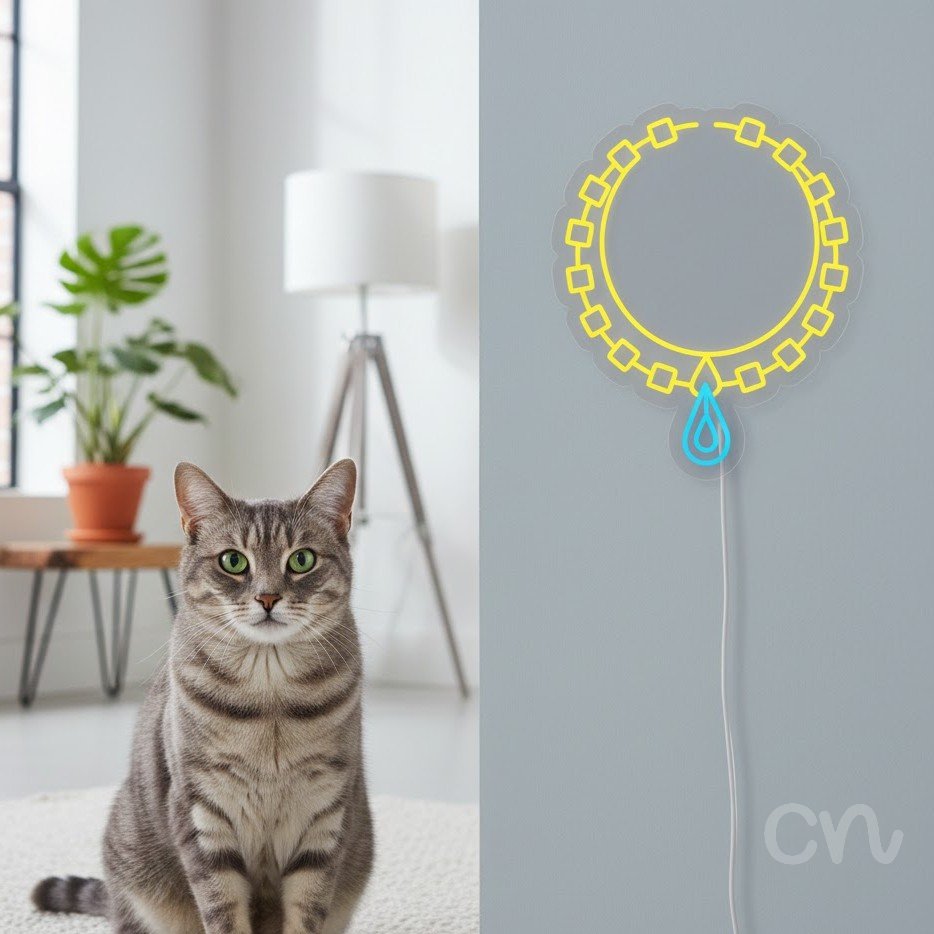 Custom Neon | Necklace with Droplet Neon Sign | 24x20 | Yellow and Blue Signs 2